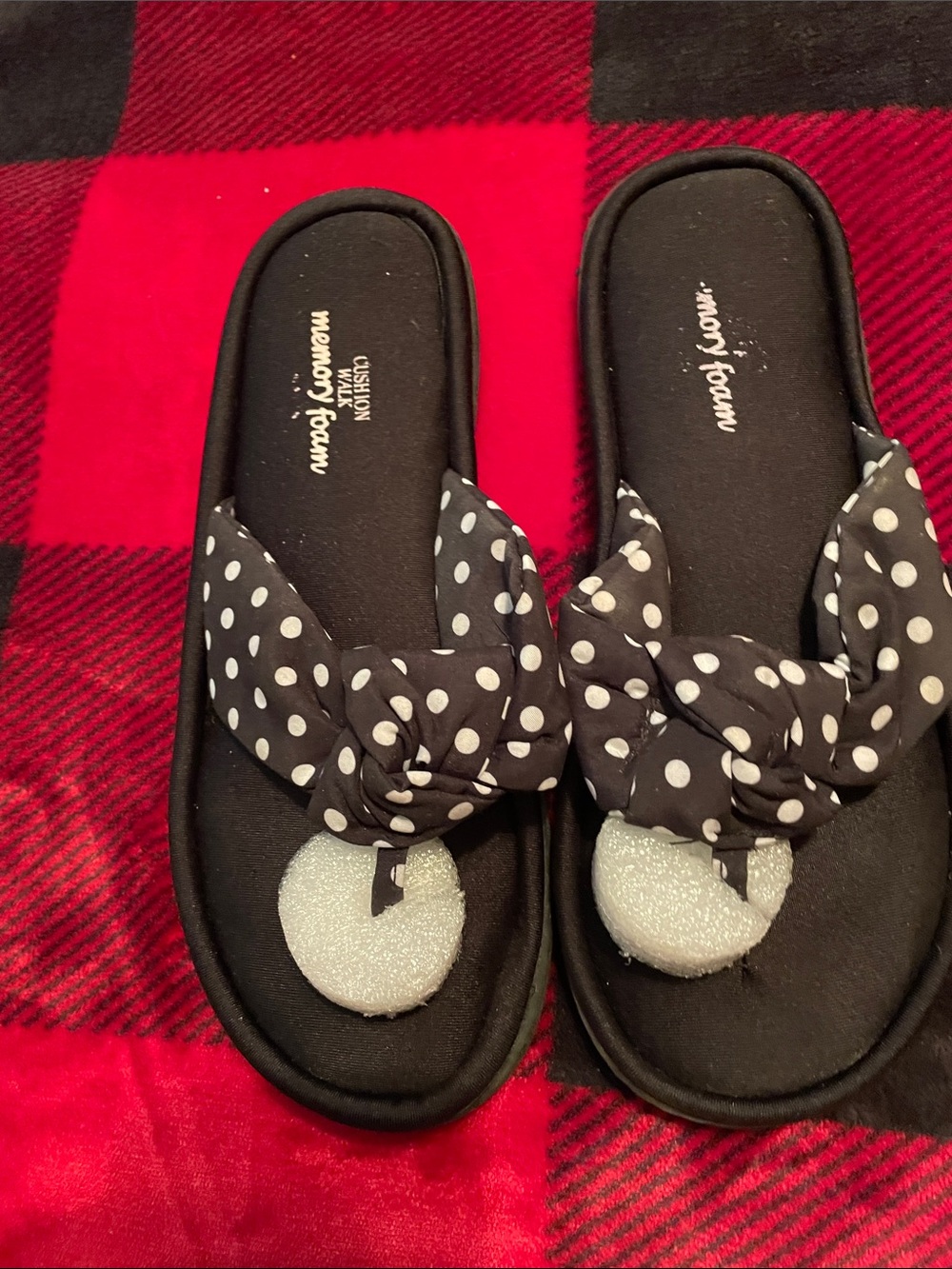 Memory Foam Black Polka Dot Women's Slide Sandals